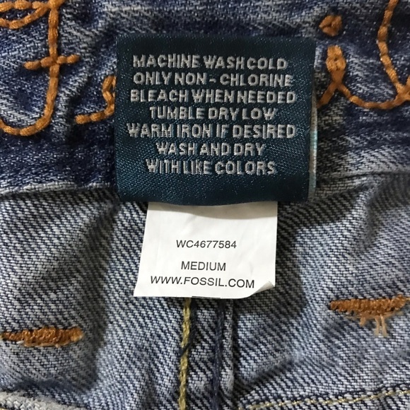 Fossil Bella Distressed Denim Mini Skirt Sz 6 - Picture 7 of 8